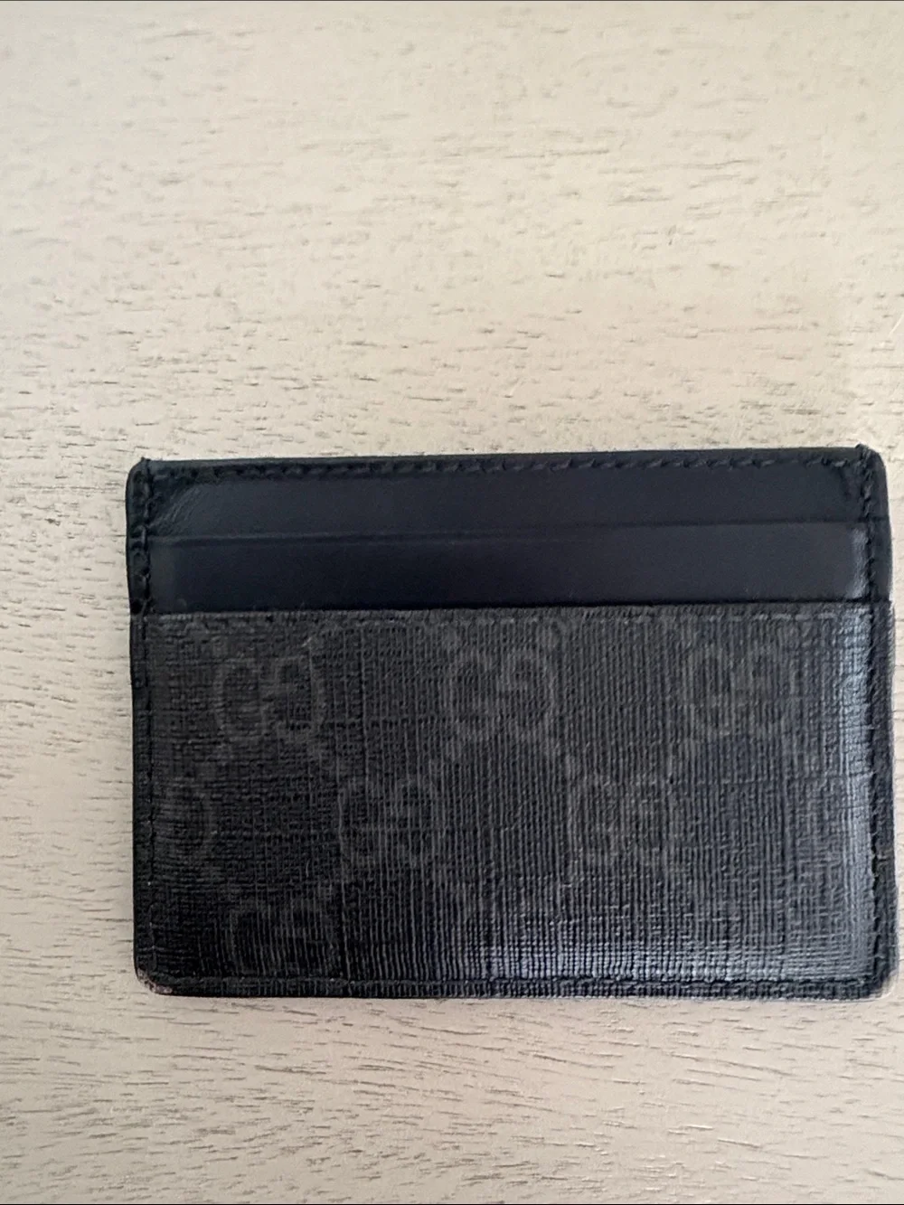 Gucci Black Leather Card Holder with Red & White Snake Motif